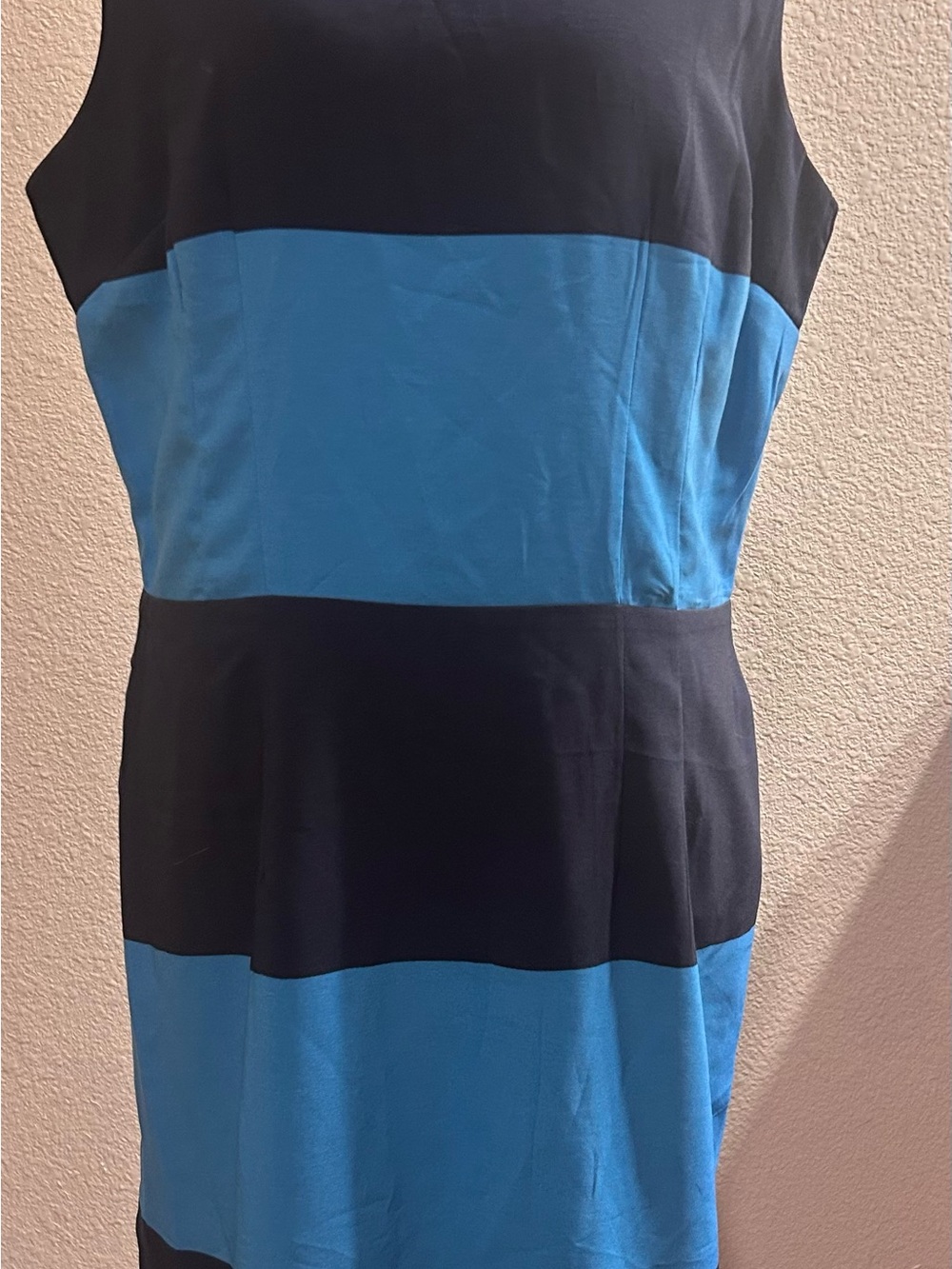 Tommy Hilfiger Blue and Black Sleeveless Colorblock Midi Dress